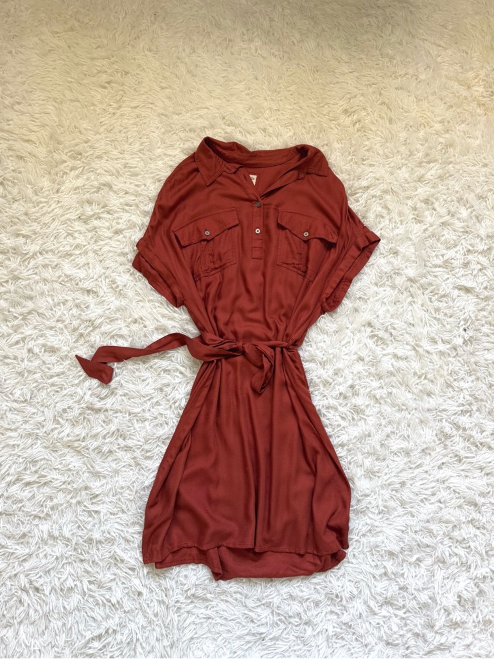 SO Rust Red Mini Shirt Dress - Picture 3 of 5